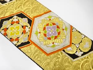 アンティーク　亀甲に華紋・青海波織り出し袋帯（材料）